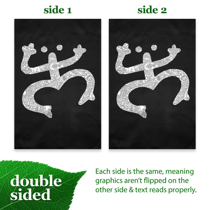 G128 Floral Coqui Frog Black Garden Flag 12x18 In Double Sided Yard Garden Lawn Decoration