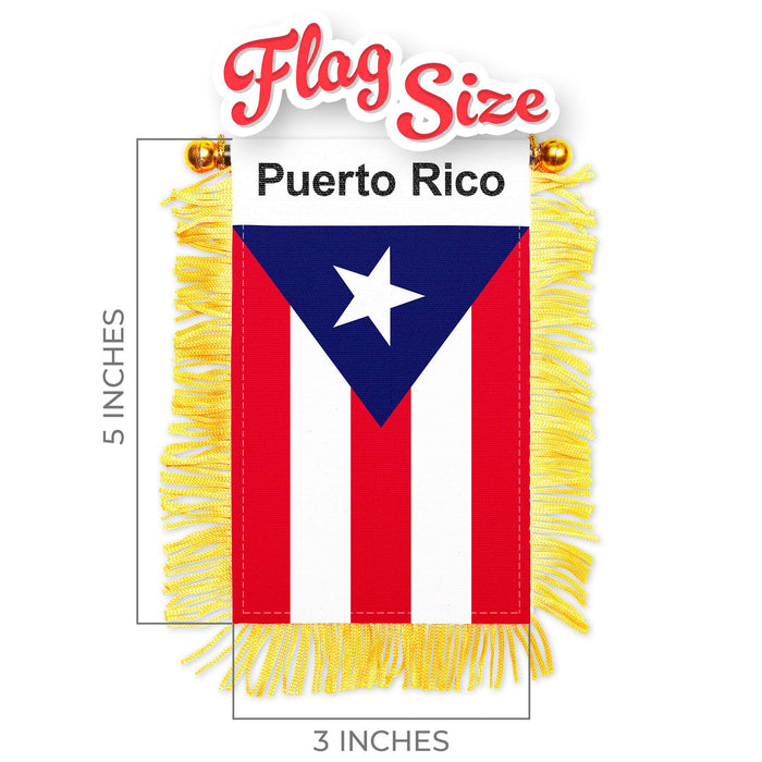 G128 Puerto Rico Puerto Rican Fringy Flag | 3x5 In | LiteWeave Pro Series Printed 150D Polyester | Indoor/Outdoor, Vibrant Colors, Brass Grommets