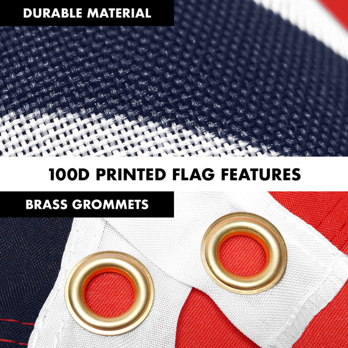 G128 Combo Pack: 5 Ft Twist Free Aluminum Spinning Flagpole (Silver) & Taiwan Taiwanese Flag | 2x3 Ft | LiteWeave Series Printed 100D Polyester | Pole with Flag Included