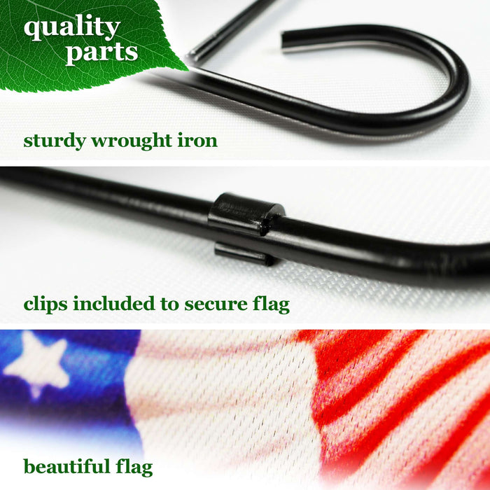 G128 Combo Pack: Garden Flag Stand 36x16IN & Garden Flag America My Home My Heart Printed 12x18IN Double Sided