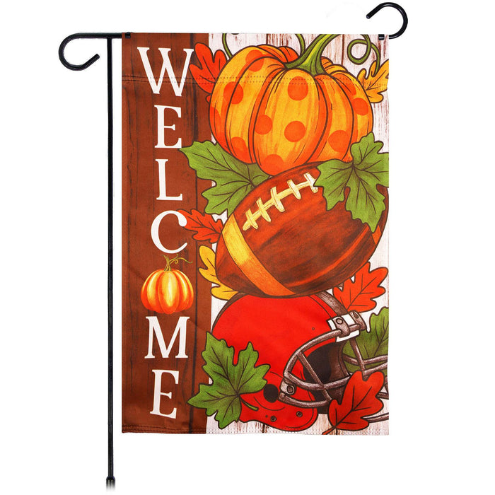G128 Welcome Fall Football Pumpkin Garden Flag 12x18 In Double Sided Fall Yard Garden Lawn Decoration