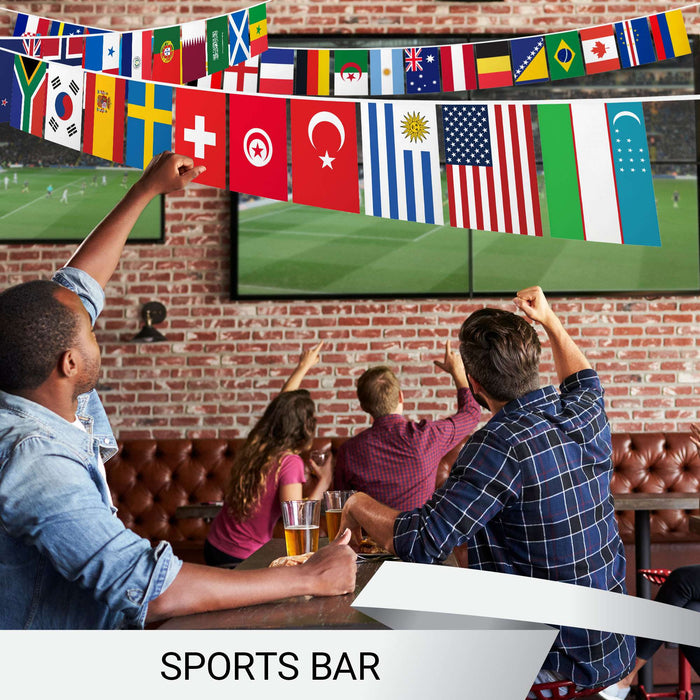 G128 2026 World Cup Bunting Banner | Flag 7.5 x 11 Inch, Full String 58 Feet | LiteWeave Pro Series Printed 150D Poly | String Flag Decor for Fan Club Party, Soccer Events, World Cup Fan Celebration