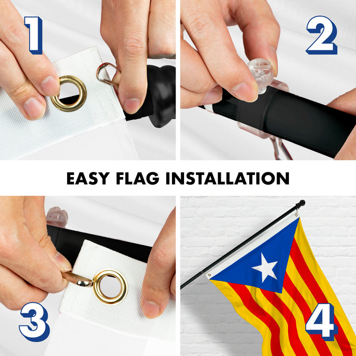 Flag Pole 6FT Black Tangle Free & Blue Estelada Flag 3x5 Ft Combo Printed 150D Polyester By G128