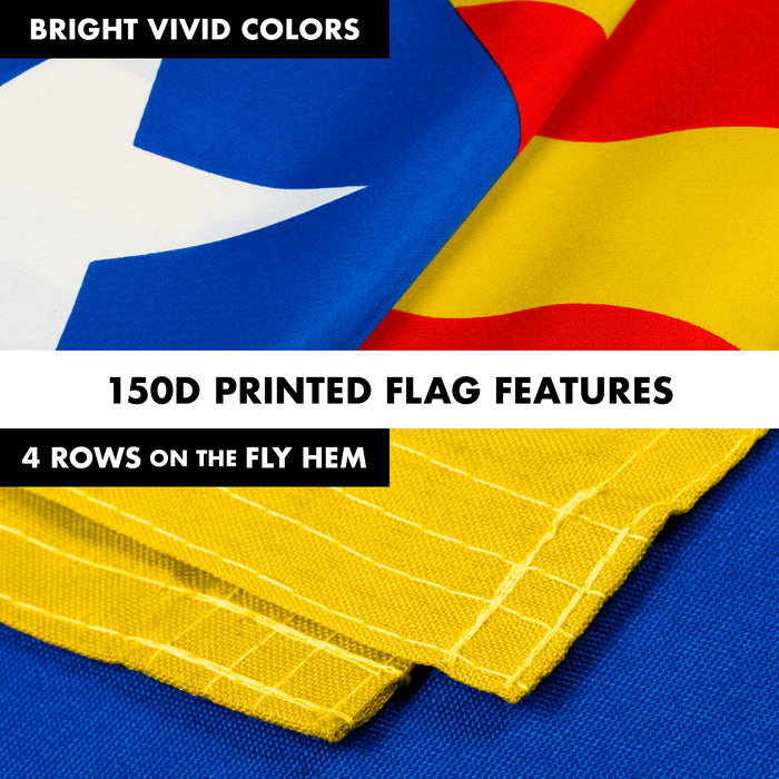 Flag Pole 6FT White Tangle Free & Blue Estelada Flag 3x5 Ft Combo Printed 150D Polyester By G128