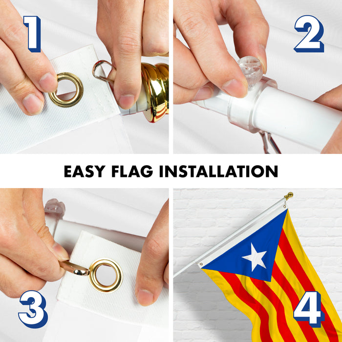 Flag Pole 6FT White Tangle Free & Blue Estelada Flag 3x5 Ft Combo Printed 150D Polyester By G128