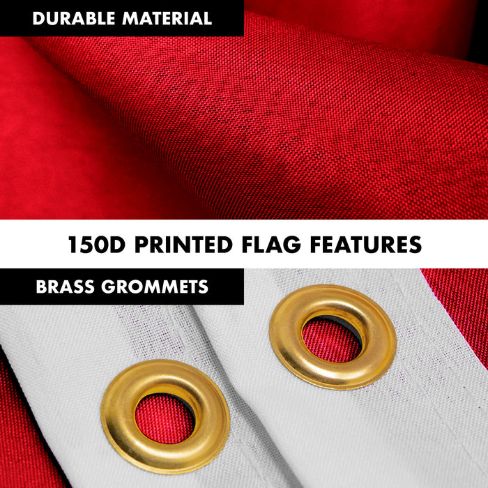 G128 Combo Pack: 6 Feet Tangle Free Spinning Flagpole (Silver) Solid Red Flag 3x5 ft Printed 150D Brass Grommets (Flag Included) Aluminum Flag Pole