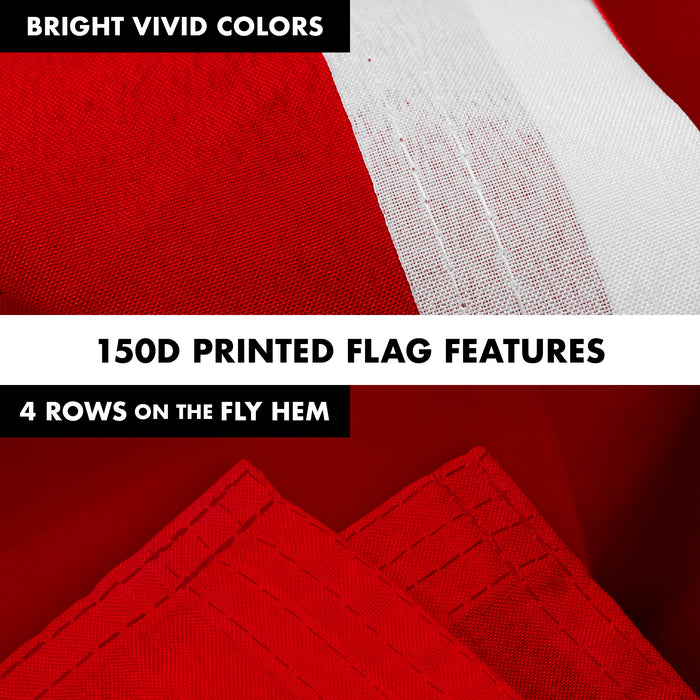 G128 Combo Pack: 6 Feet Tangle Free Spinning Flagpole (Silver) Solid Red Flag 3x5 ft Printed 150D Brass Grommets (Flag Included) Aluminum Flag Pole