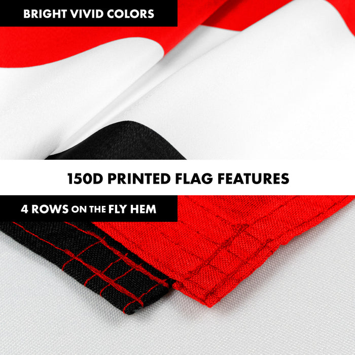 Flag Pole 6FT White Tangle Free & Yemen Yemeni Flag 3x5 Ft Combo Printed 150D Polyester By G128
