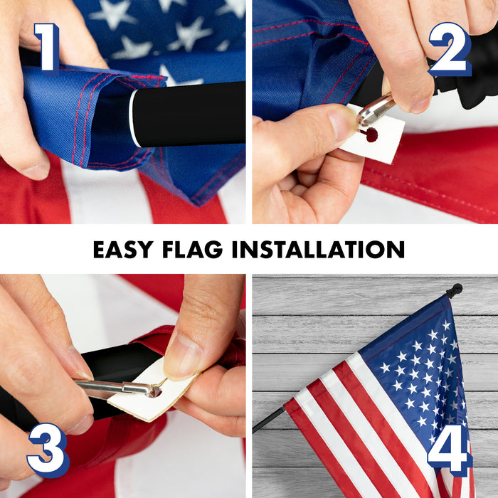 G128 - 5 Feet Tangle Free Spinning Flagpole (Black) American Flag Pole Sleeve Embroidered 2.5x4 ft American Flag Pole Sleeve (Flag Included) Aluminum Flag Pole