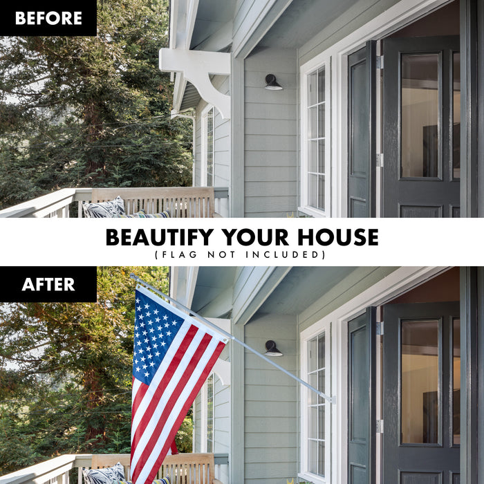 G128 6Ft Tangle-Free Aluminum Spinning Silver Flagpole - Aluminum Wall Mount Flag Pole for Commercial/Residential Use (Flag NOT Included)