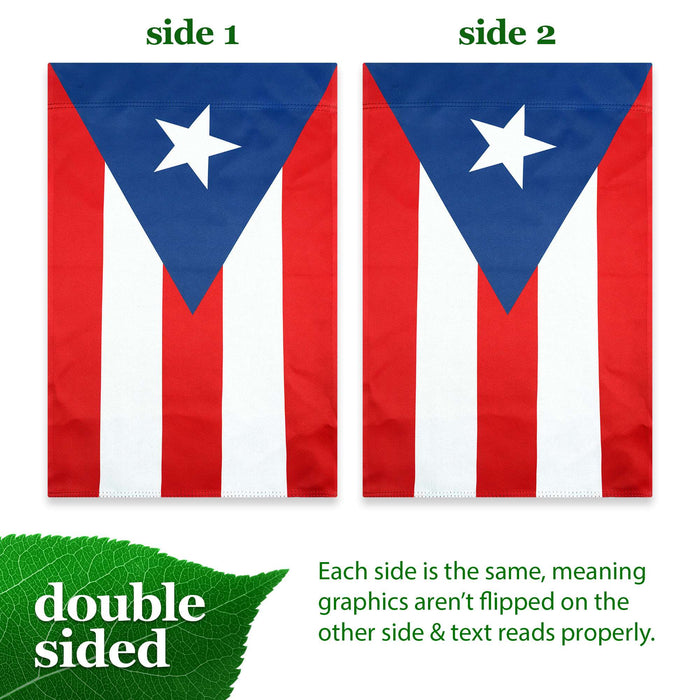 G128 Puerto Rico Garden Flag Printed 12x18IN Double Sided Blockout Fabric