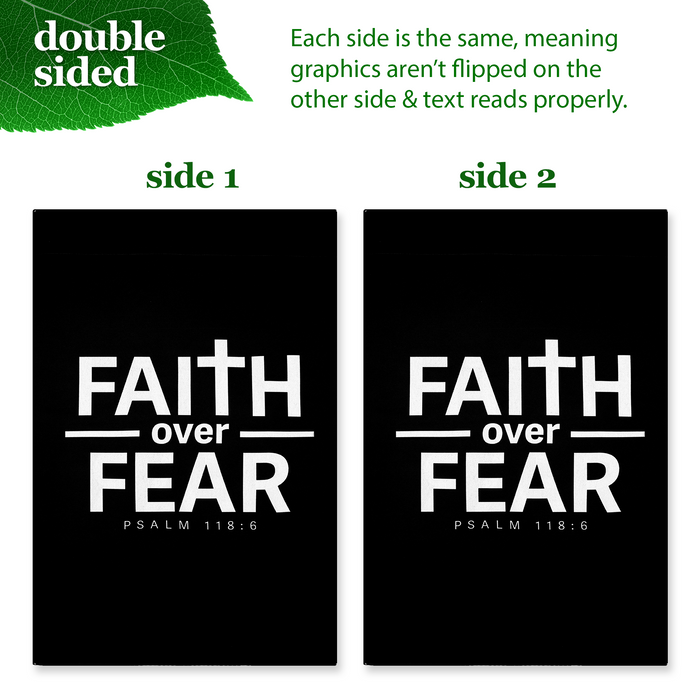G128 Combo Pack Garden Flag Stand Black 36x16IN & Garden Flag Faith Over Fear Scripture Printed 12x18IN Double Sided Yard Garden Lawn Decoration