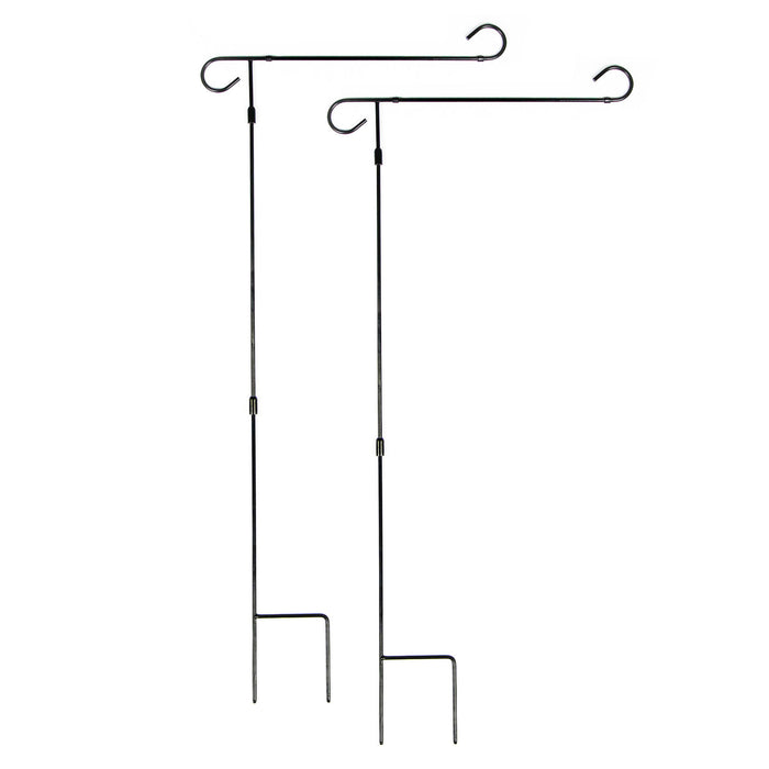 G128 2 Pack: Yard Garden Flags Holder, Garden Flag Stand Outdoor Flag Holder, Black Iron 36" H x 16" W