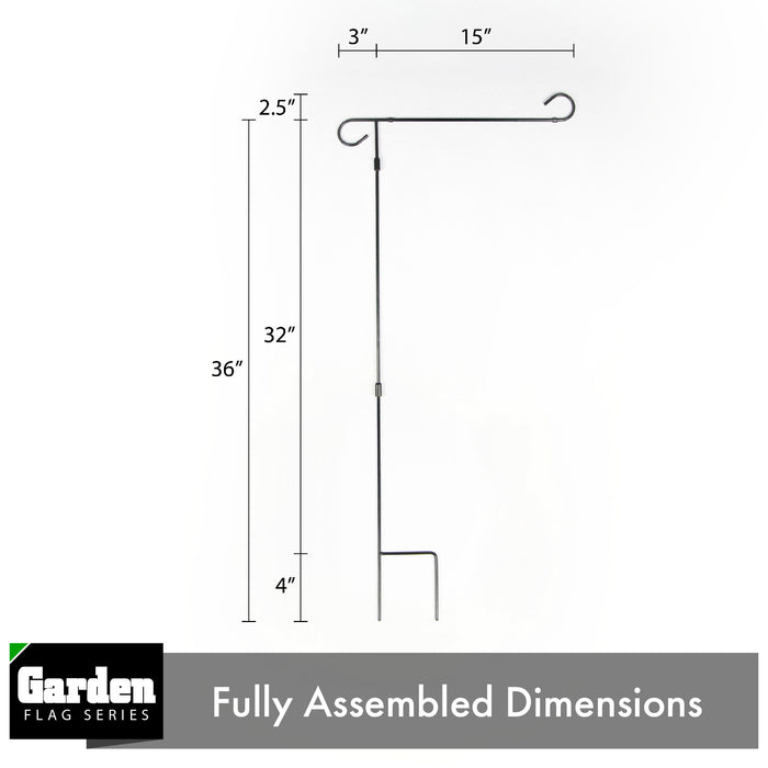 G128 2 Pack: Yard Garden Flags Holder, Garden Flag Stand Outdoor Flag Holder, Black Iron 36" H x 16" W