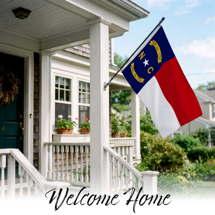 G128 North Carolina State Flag | 4x6 Ft | StormFlyer Series Embroidered 220GSM Spun Polyester | Embroidered Design, Indoor/Outdoor, Brass Grommets, Heavy Duty, All Weather
