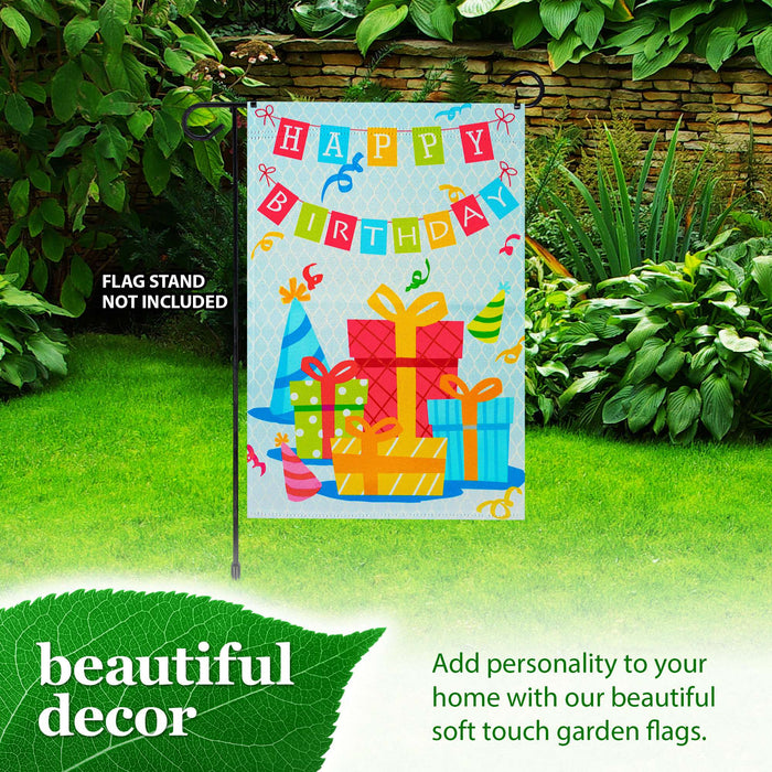 G128 Happy Birthday Presents Garden Flag 12x18 In Double Sided Birthday Yard Garden Lawn Decoration