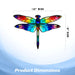 G128 dragonfly stained glass suncatcher window hanging ornament with metal frame, 12 inch nominal size