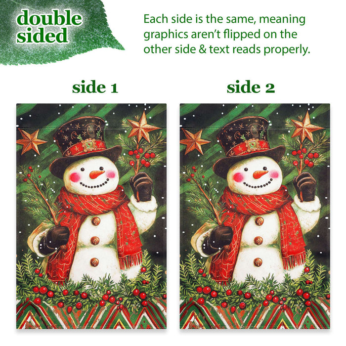 G128 36x16IN Garden Flag Stand & 12x18 Christmas Red Scarf Snowman Flag Kit