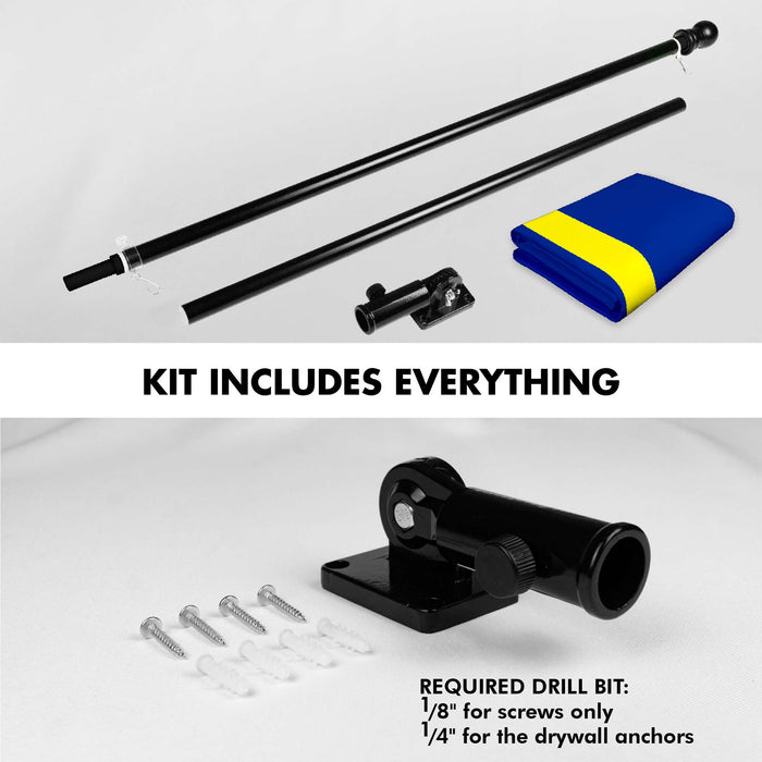 G128 Combo Pack: 6 Ft Twist Free Aluminum Spinning Flagpole (Black) & Curacao Flag | 3x5 Ft | LiteWeave Pro Series Printed 150D Polyester | Pole with Flag Included