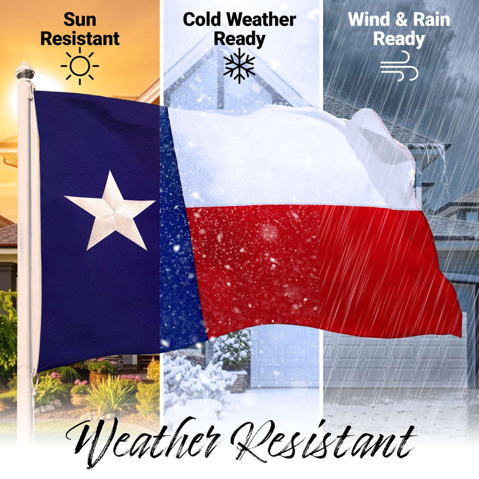 G128 - Texas State Flag 2x3ft Embroidered Stars Sewn Stripes Heavy Duty 220GSM Tough Spun Polyester Quality with Brass Grommets