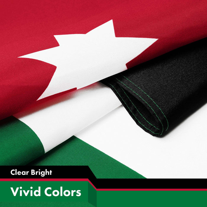 G128 2 Pack: Jordan Flag | 3x5 Ft | LiteWeave Pro Series Printed 150D Polyester | Country Flag, Indoor/Outdoor, Vibrant Colors, Brass Grommets