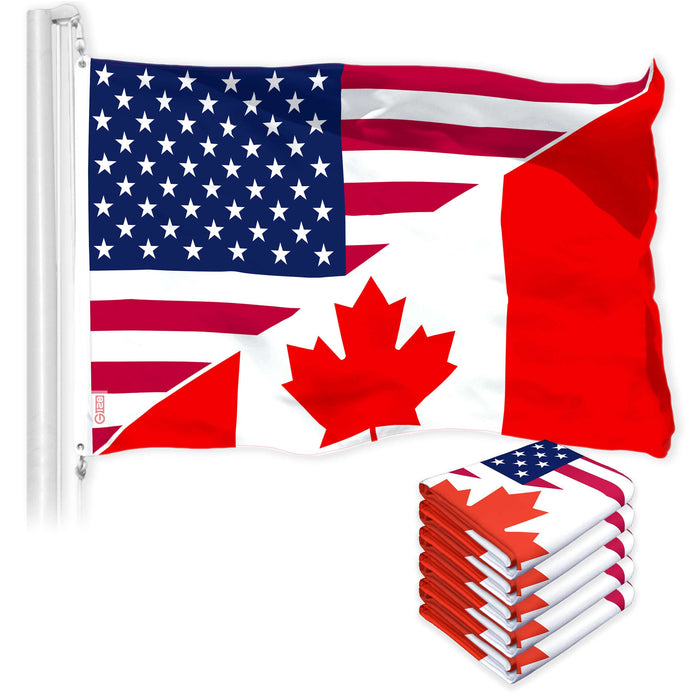 G128 5 Pack: Canada USA Friendship Flag | 3x5 Ft | LiteWeave Pro Series Printed 150D Polyester | Specialty Flag, Indoor/Outdoor, Vibrant Colors, Brass Grommets