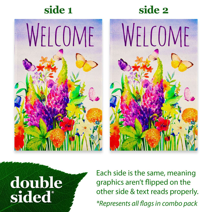 G128 Four Seasons of Joy Garden Flag Set 4 Pack - Double Sided Printed 12x18 Inch - Spring Summer Autumn Winter Holiday Outdoor Yard Decor