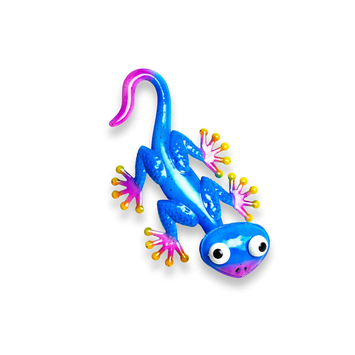 G128 dark blue gecko lizard metal wall art hanging decor, 9 inch nominal size