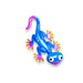G128 dark blue gecko lizard metal wall art hanging decor, 9 inch nominal size