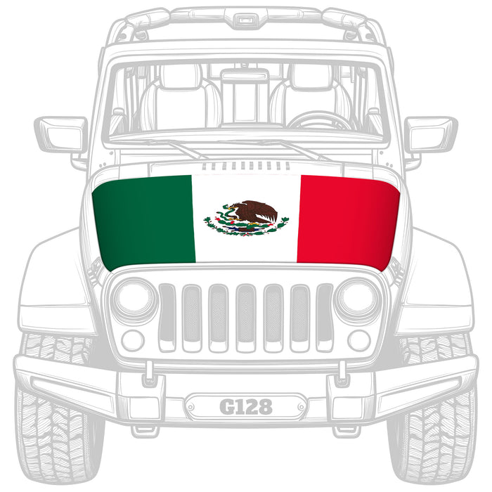 G128 Mexico Mexican Car Hood Cover 3.94x5.25 Ft Two Triangle Fasteners Included