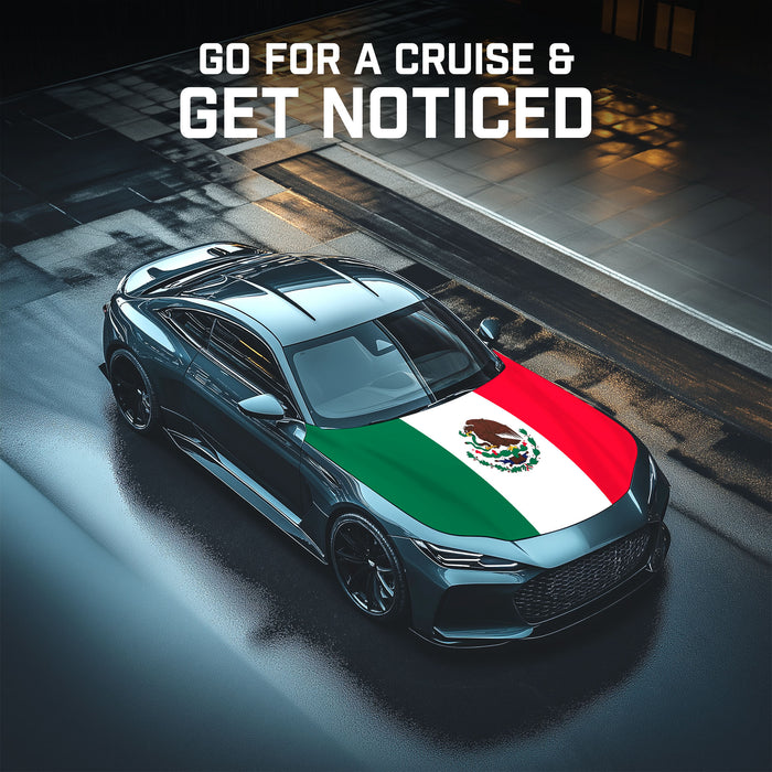 G128 Mexico Mexican Car Hood Cover 3.94x5.25 Ft Two Triangle Fasteners Included