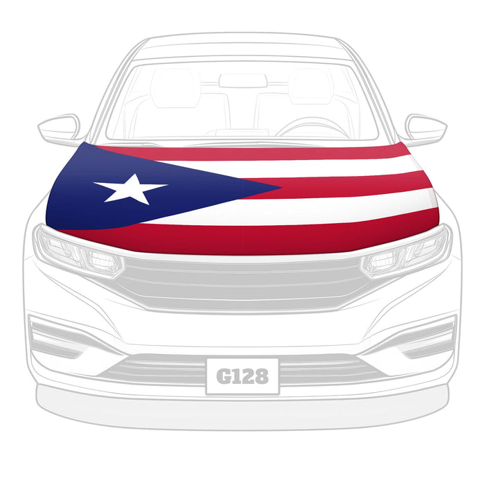 G128 Puerto Rico PR Car Hood Cover 3.94x5.25 Ft Two Triangle Fasteners Included