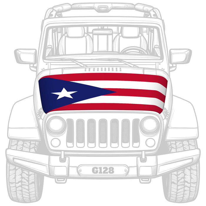 G128 Puerto Rico PR Car Hood Cover 3.94x5.25 Ft Two Triangle Fasteners Included