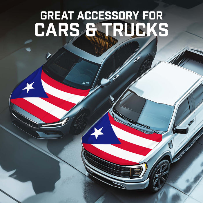 G128 Puerto Rico PR Car Hood Cover 3.94x5.25 Ft Two Triangle Fasteners Included