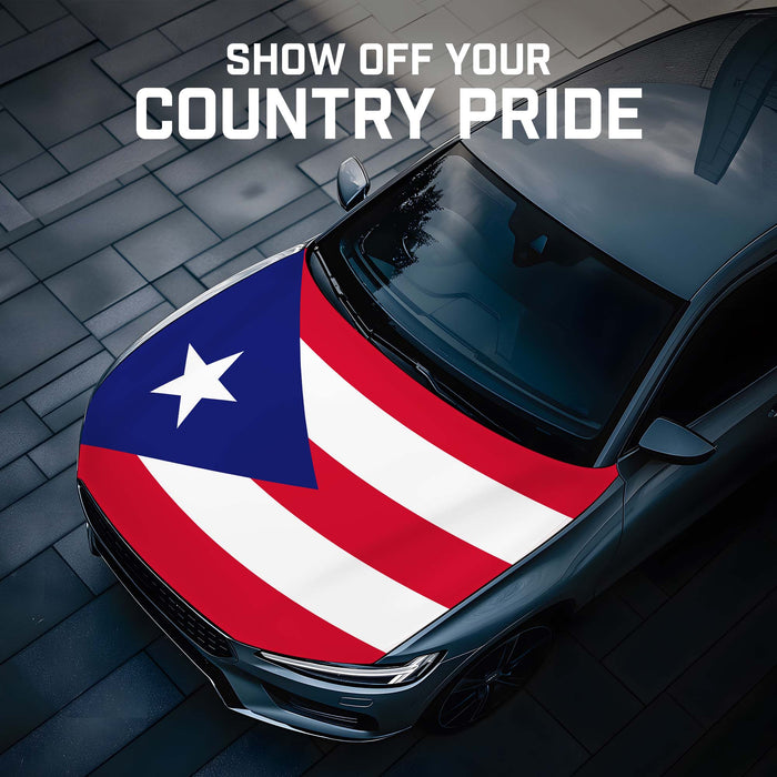 G128 Puerto Rico PR Car Hood Cover 3.94x5.25 Ft Two Triangle Fasteners Included