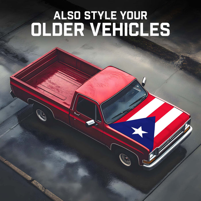 G128 Puerto Rico PR Car Hood Cover 3.94x5.25 Ft Two Triangle Fasteners Included