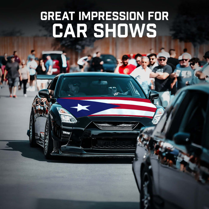 G128 Puerto Rico PR Car Hood Cover 3.94x5.25 Ft Two Triangle Fasteners Included