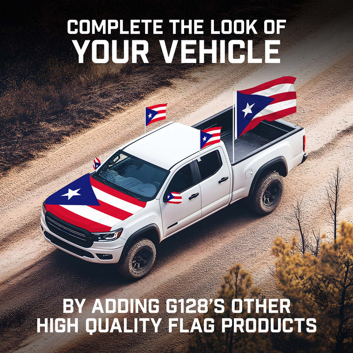 G128 Puerto Rico PR Car Hood Cover 3.94x5.25 Ft Two Triangle Fasteners Included
