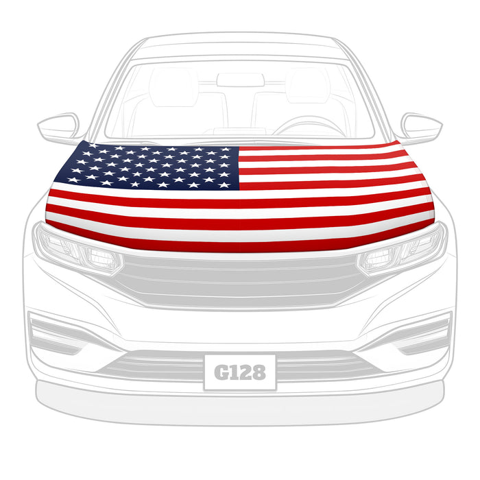 G128 American USA Car Hood Cover 3.94x5.25 Ft Two Triangle Fasteners Included