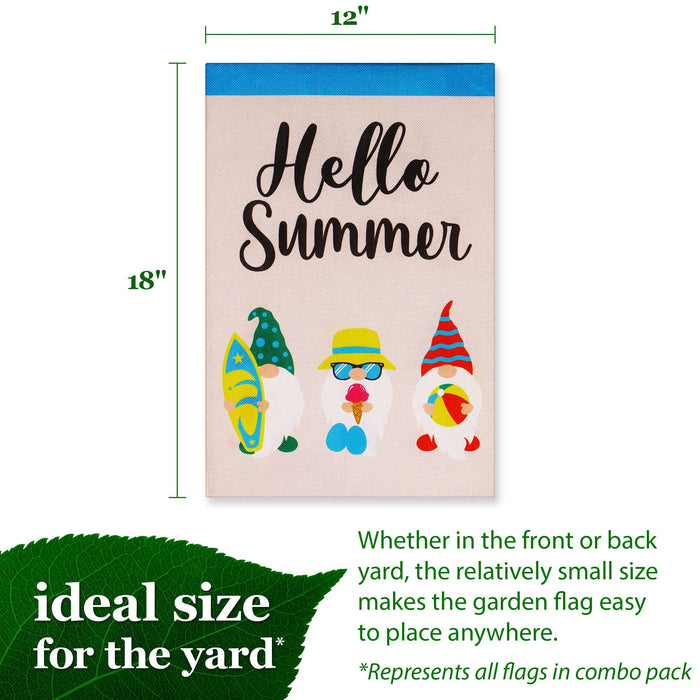 G128 set of 4 christmas, summer, valentine's gnomes garden flags, 12x18 inch, photo 2