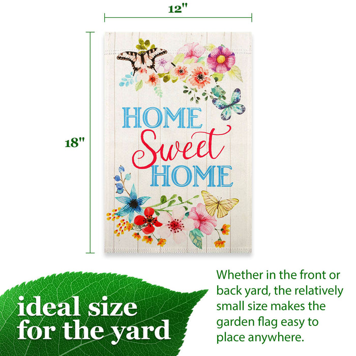 G128 Home Sweet Home Butterflies Garden Flag 12x18 In Double Sided Spring Yard Garden Lawn Decoration