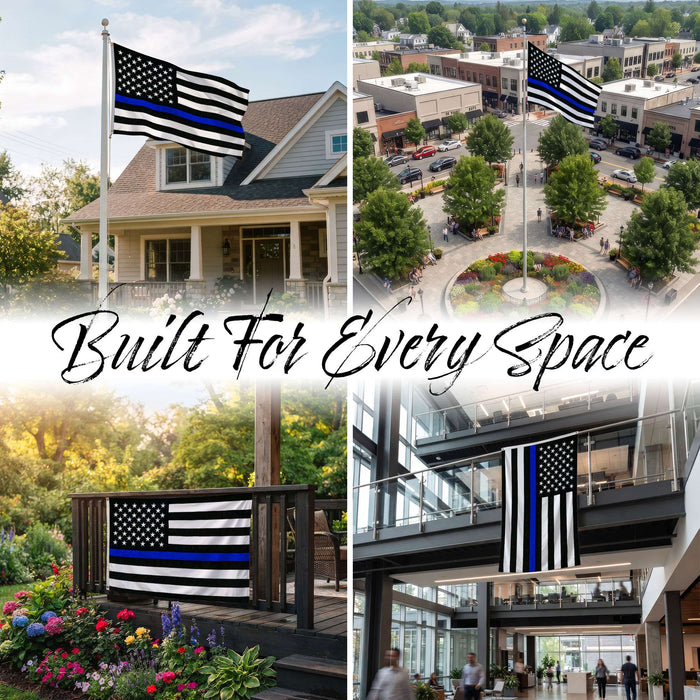 G128 Thin Blue Line Flag 220GSM Embroidered Spun Polyester 3x5 Ft