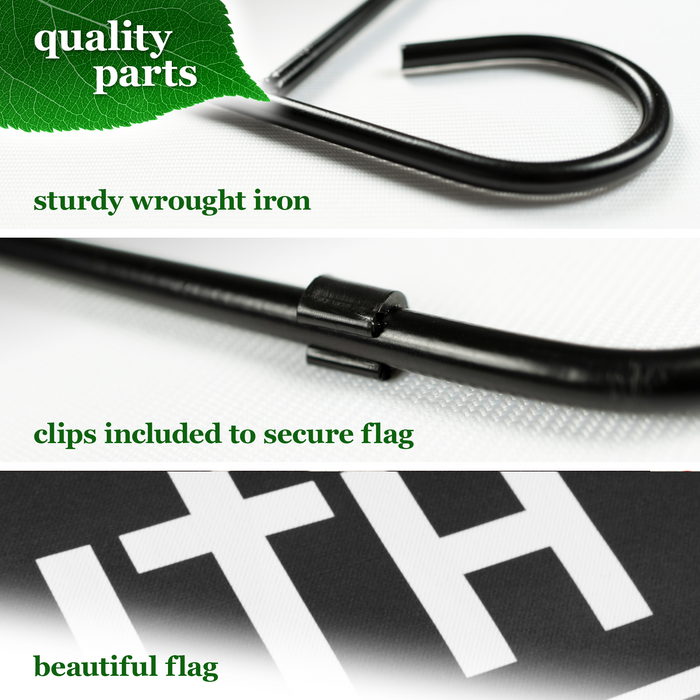 G128 Combo Pack Garden Flag Stand Black 36x16IN & Garden Flag Faith Over Fear Scripture Printed 12x18IN Double Sided Yard Garden Lawn Decoration