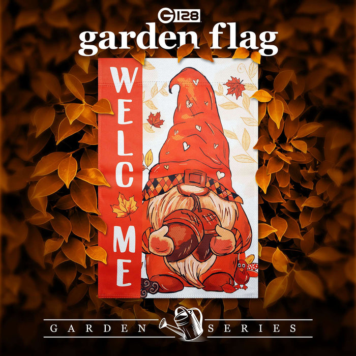 G128 Welcome Fall Gnome Acorn Garden Flag 12x18 In Double Sided Fall Yard Garden Lawn Decoration