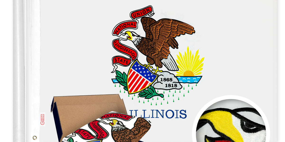 Illinois State Flag – 4x6 Inch Rayon Flag On 10" Staff With Spear Top, Desktop Or Hand-Held Size - View #7