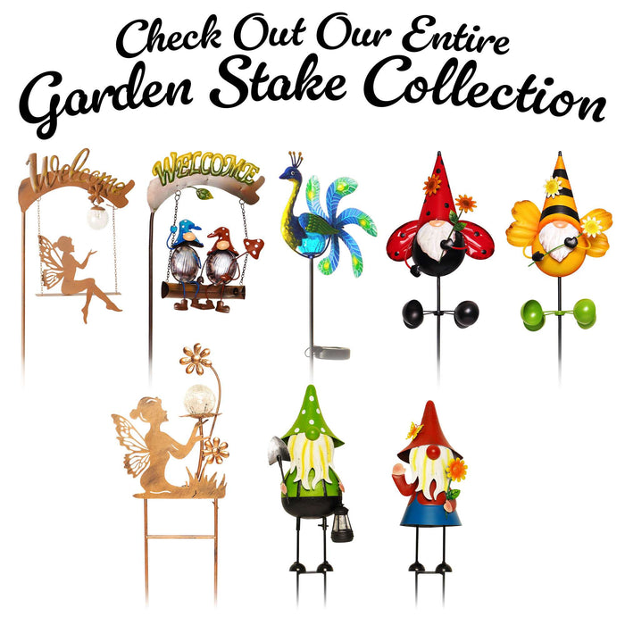 G128 Fairy Solar Lights Garden Stake Decor for Outside | 28IN Metal Fairy Figurine Stake Decor for Patio Lawn Yard Pathway Outdoor Home