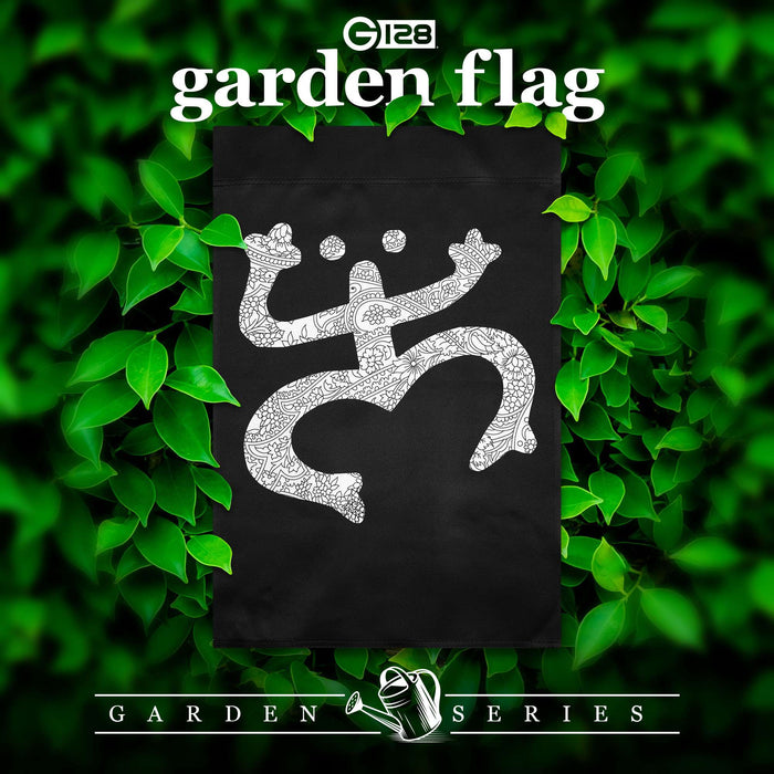 G128 Floral Coqui Frog Black Garden Flag 12x18 In Double Sided Yard Garden Lawn Decoration