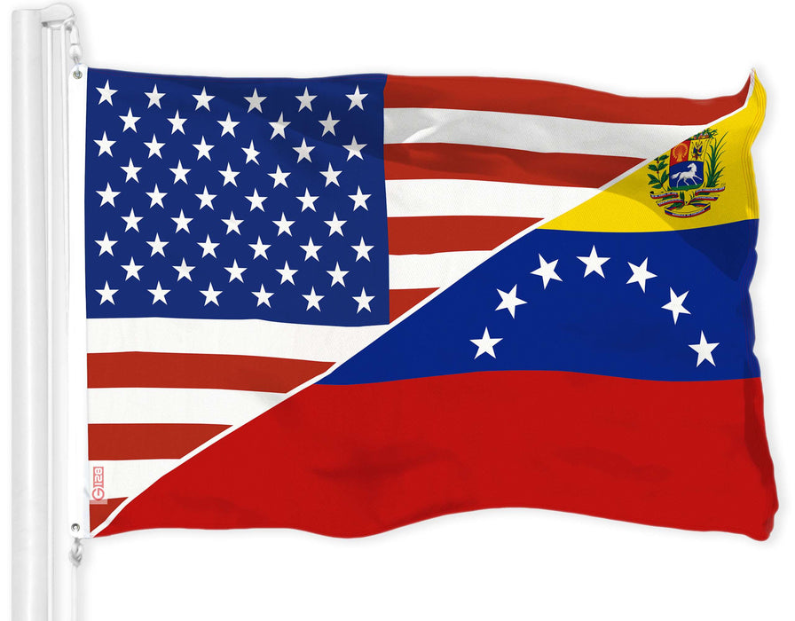G128 Venezuela 7 Stars USA Friendship Flag | 3x5 Ft | LiteWeave Pro Series Printed 150D Polyester | Indoor/Outdoor, Vibrant Colors, Brass Grommets