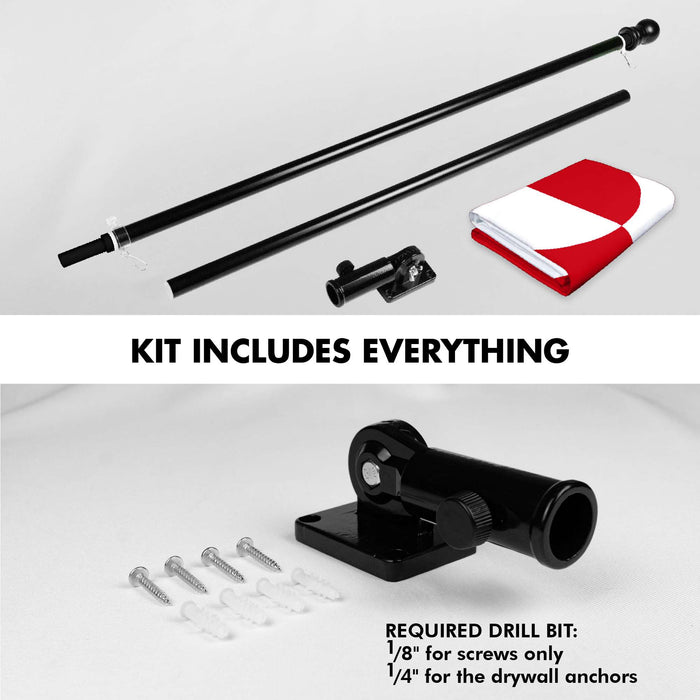 G128 Combo Pack: 6 Ft Twist Free Aluminum Spinning Flagpole (Black) & Greenland Flag | 3x5 Ft | LiteWeave Pro Series Printed 150D Polyester | Pole with Flag Included