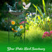G128 metal bird bath and bird feeder on a garden stake with bee flower bird trellis, about 35 inches tall